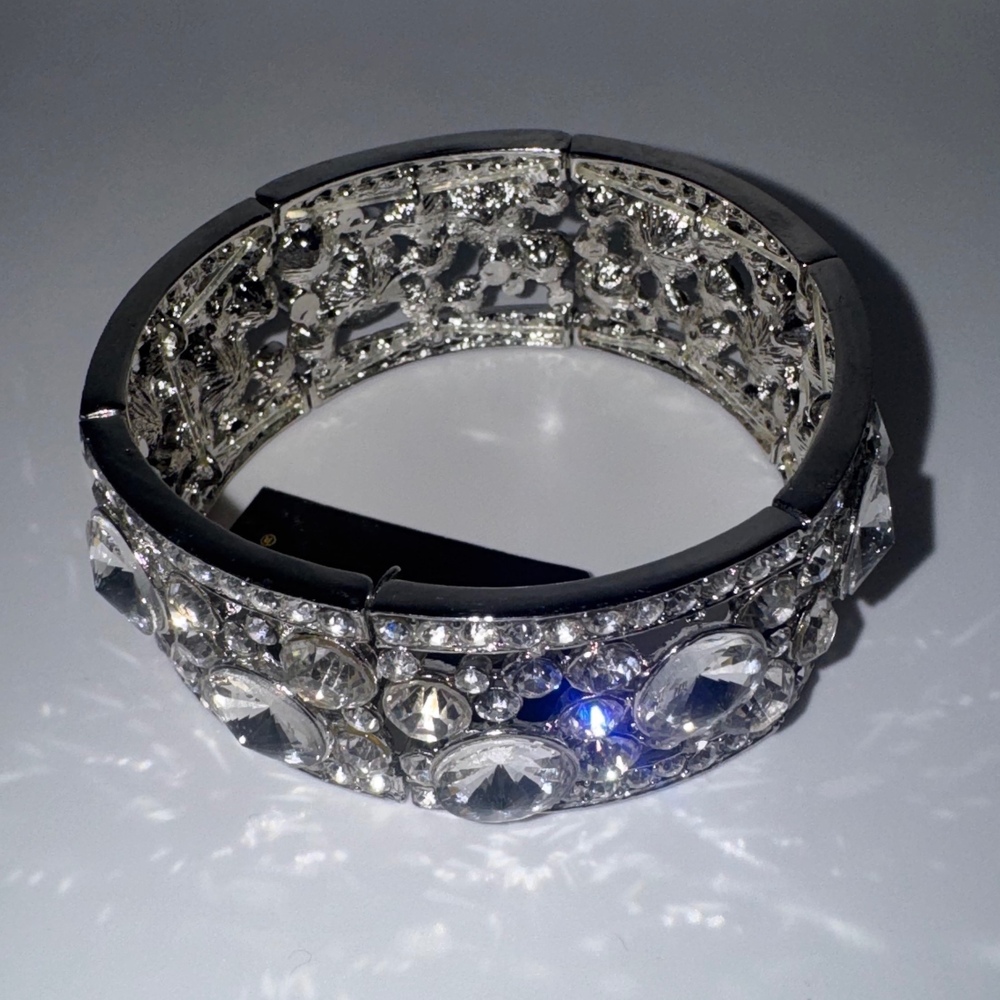 Vintage Cookie Lee Midnight Glitz Swarovski Crystal Pavé Stretch Bracelet NWT